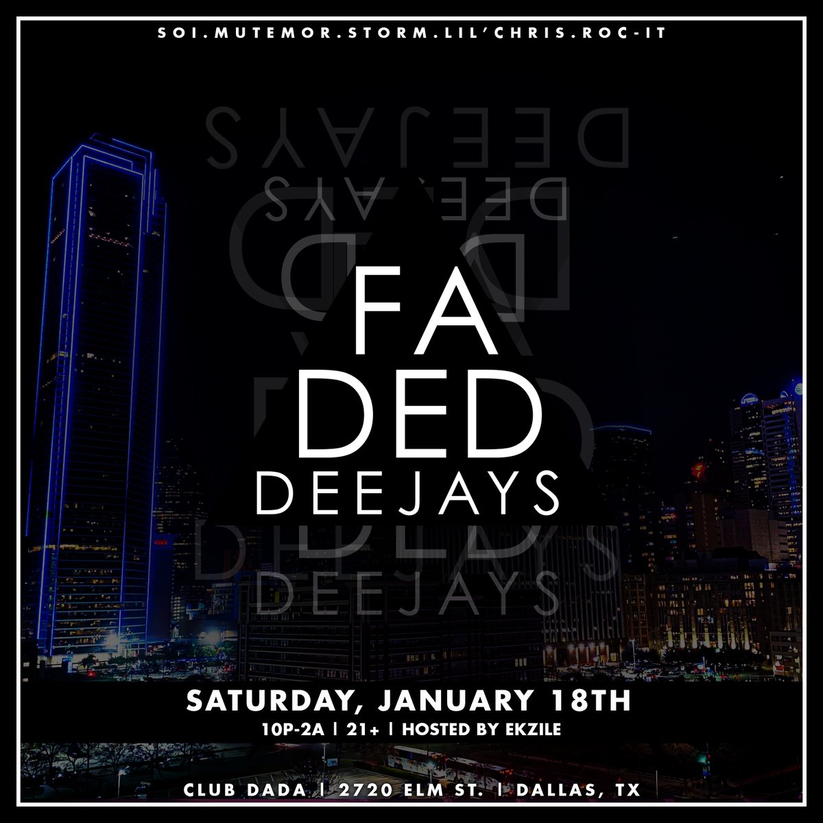 ClubDadaDFW's tweet photo. TOMORROW: No cover for our fave night of the month with @FadedDeeJays!!! https://t.co/1ZFReguDiP https://t.co/kd1u8A9Vdr