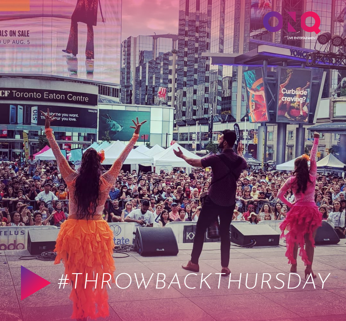 onqlive's tweet photo. For our first #THROWBACKTHURSDAY let's relive the great performance from ONQ BONGO at the @TASTEMIDDLEEAST   at  @YDSquare  in 2019

#onqlive #Band #musicians #meetingprofs #corporateevents #the6ix #torontoevents #liveentertainment #onqevents https://t.co/22JMhSOXdv