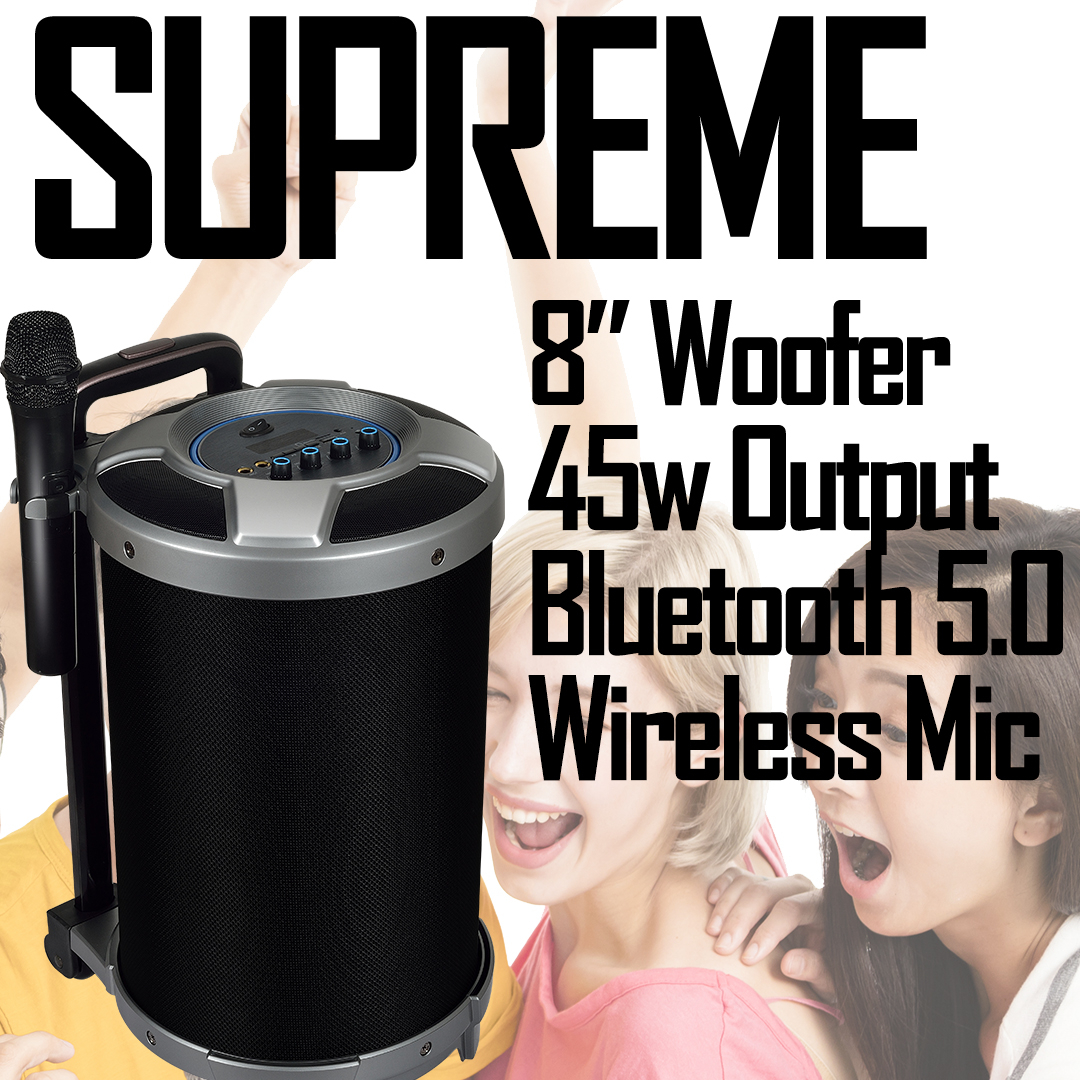 SXSMobility's tweet photo. The Supreme is loud, fun, and equipped for parties with plenty of power, a big 8" woofer, and a wireless mic, you have everything you need to get the party started and keep it rockin'.  #sxs #wireless #speaker #karaoke #bluetooth #audio #audiophile 

https://t.co/1XNhDGNC6h https://t.co/ZJkoM3cbkz