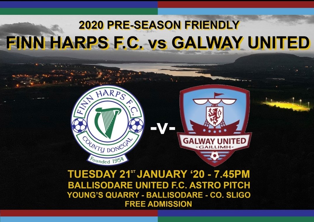 BallisodareUtd's tweet photo. ** Ballisodare to host League Of Ireland clubs pre season friendly ** 

Ballisodare United astro will host 
@FinnHarpsFC v @GalwayUnitedFC Tuesday next, 21st January at 7.45pm.

Admission is Free. Encouraging local football fans to come along ⚽️
(Eircode: F91 YK76)
@oceanfmsport https://t.co/7KT5dQs9wk