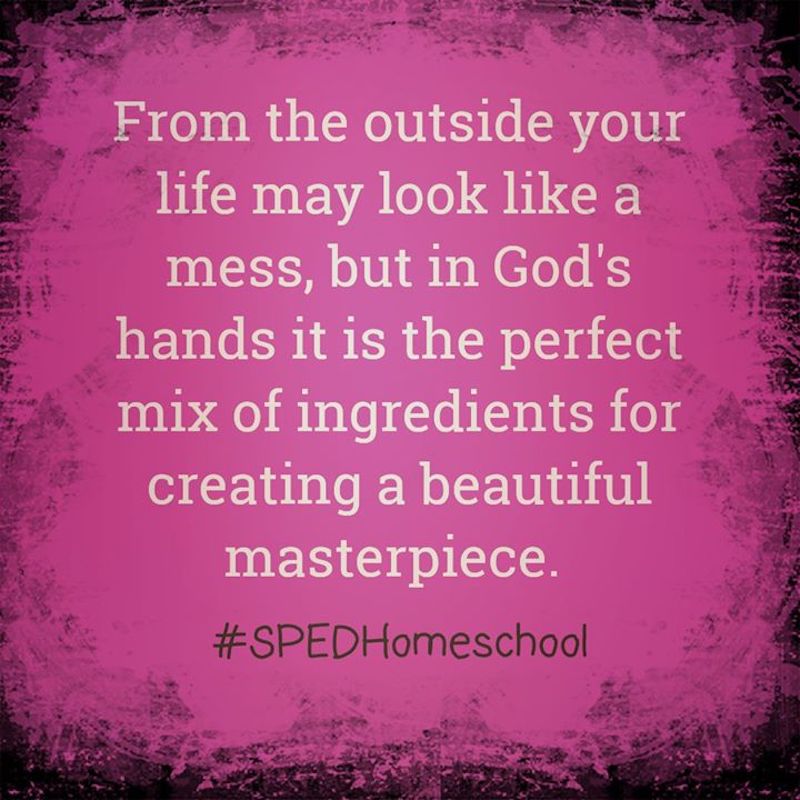 SPEDHomeschool's tweet photo. "From the outside your life may look like a mess, but in God's hands it is the perfect mix of ingredients for creating a beautiful masterpiece."
#masterpiece #unique #notamess #spedhomeschool https://t.co/hlvvYRAZX2