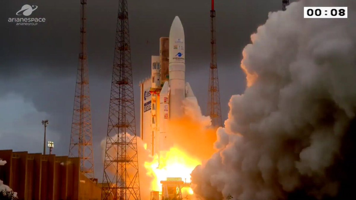 Liftoff #Ariane5 on flight #VA251 with <a href="/Eutelsat_SA/">Eutelsat</a>'s #Konnect and <a href="/isro/">ISRO</a>'s GSAT-30 satellites.

Watch: youtube.com/watch?v=l0oRWr…