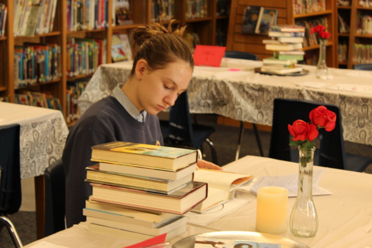 stvincentschool's tweet photo. St. Vincent Middle School students were treated to a fun "Book Tasting" during library today. They sampled different literature genres and explored numerous books. #learningmakesmehappy https://t.co/o69Fmdm34g