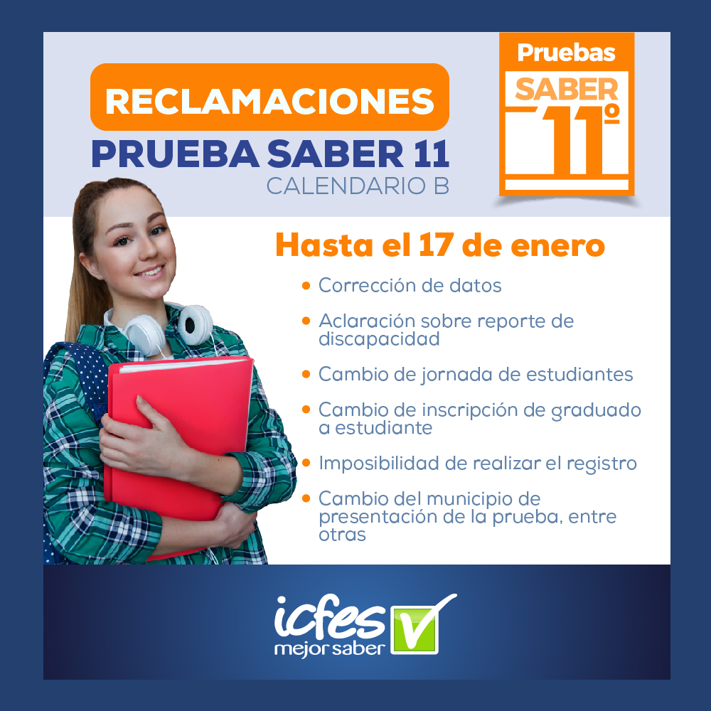ICFEScol's tweet photo. Recuerda que tienes plazo hasta hoy para hacer reclamaciones sobre tu inscripción a #Saber11, #PreSaber o #ValidaciónDeBachillerato, en https://t.co/XMbP1qWoJ2
#EvaluarParaAvanzar https://t.co/OnGSV2e3lG