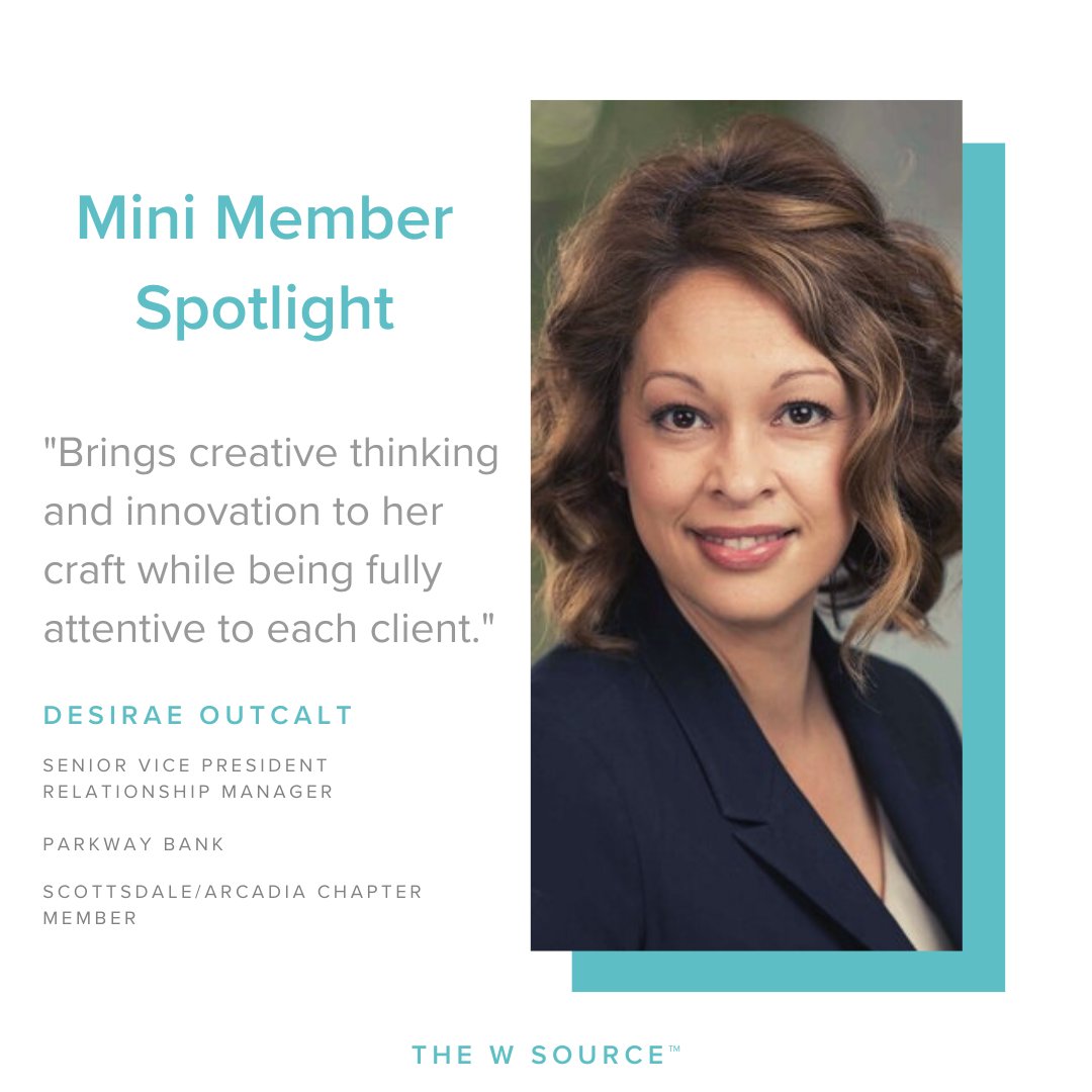 TheWSource's tweet image. This month&apos;s Mini Member Spotlight features Desirae Outcalt, AAP Senior Vice President at Parkway Bank &amp;amp; Trust Company. Learn more about Desirae by reading her spotlight here: bit.ly/38f4HgZ #thewsource #Member #SpotLight #banking #Scottsdale