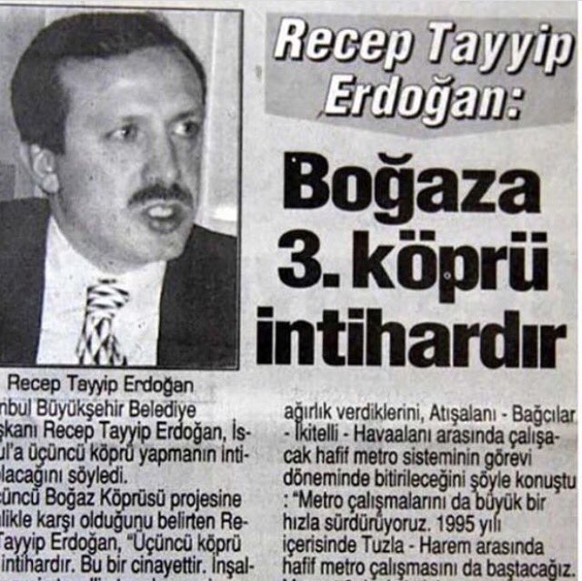 ArslanBulut9's tweet photo. Erdoğan, Kanal İstanbul projesine karşı oluşan tepkiyi frenlemek için “Bunlar Marmaray'a, Avrasya'ya, Yavuz Selim Köprüsü'ne, Osman Gazi'ye karşıydı” yaklaşımını kullanıyor ama “İstanbul’a üçüncü köprü yapılması intihardır” sözünü söyleyen kendisiydi.
https://t.co/zjHpCHUu75 https://t.co/oN1xxSvDck