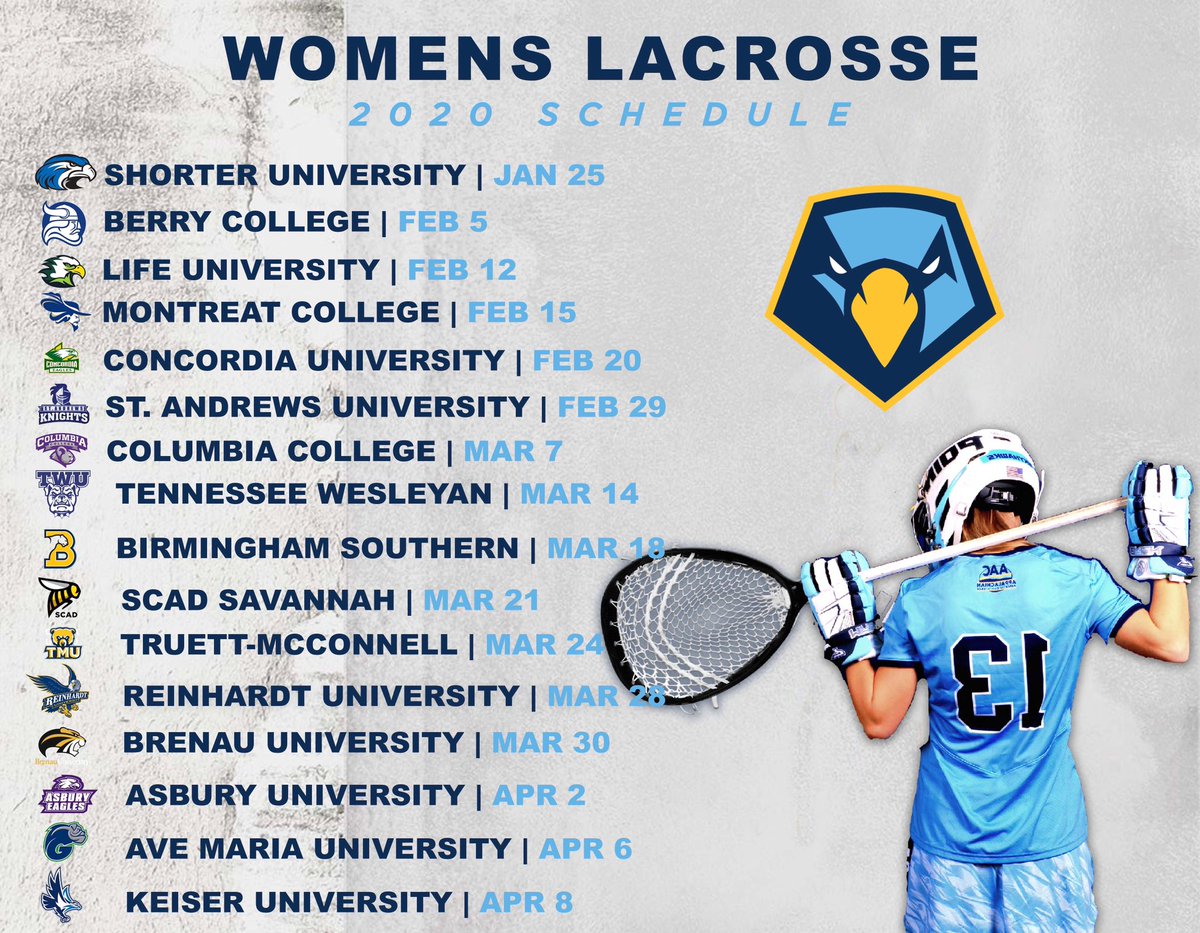 PointSkyhawks's tweet photo. Women’s Lacrosse has released their 2020 schedule!!!
Who’s Ready???🗓🥍
#TogetherWeFly https://t.co/HdBgtT8OJ4