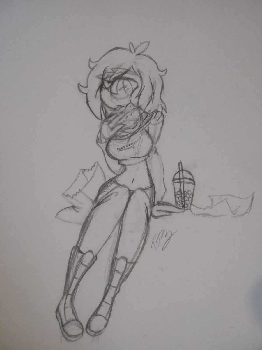 Mooshi_Muffin's tweet photo. Uno Munching on some lunch #projectsugar #burger #cartoon #sketch #unoeyisha #bobatea #drink #lunch #doodle #monster #monstergirl #cyclops #cyclopsgirl #cute #eating https://t.co/8SgREyRN0T