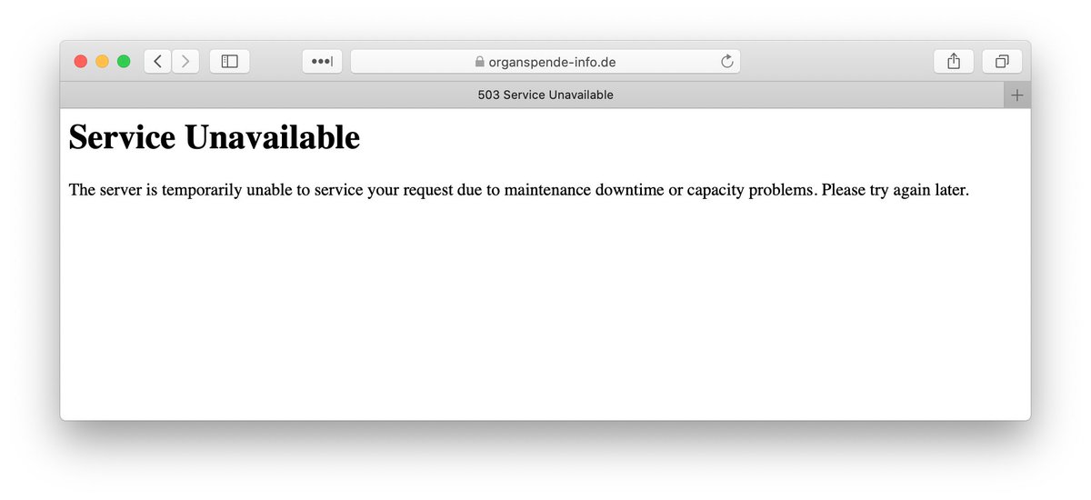 Vielleicht hat die Organspende-Diskussion doch etwas bewirkt: die Webseite der BZGA für die Ausstellung von Organspendeausweisen ist aktuell überlastet: