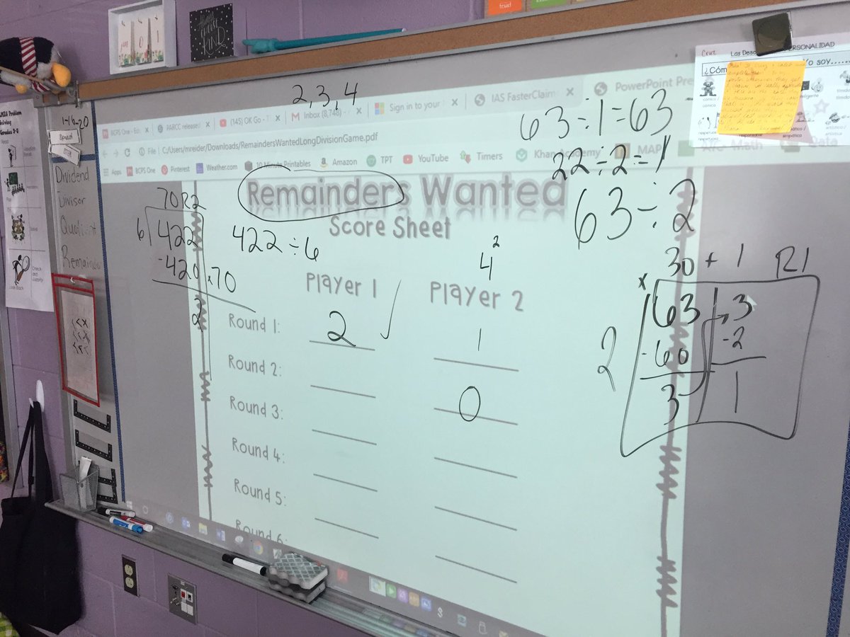 MrsReider1's tweet photo. Ss searched for remainders today to practice their division strategies. So much excitement for such a simple game! @LyonsMill @BCPSMATH @MrJacksonLMES https://t.co/zOYdfYnS3t