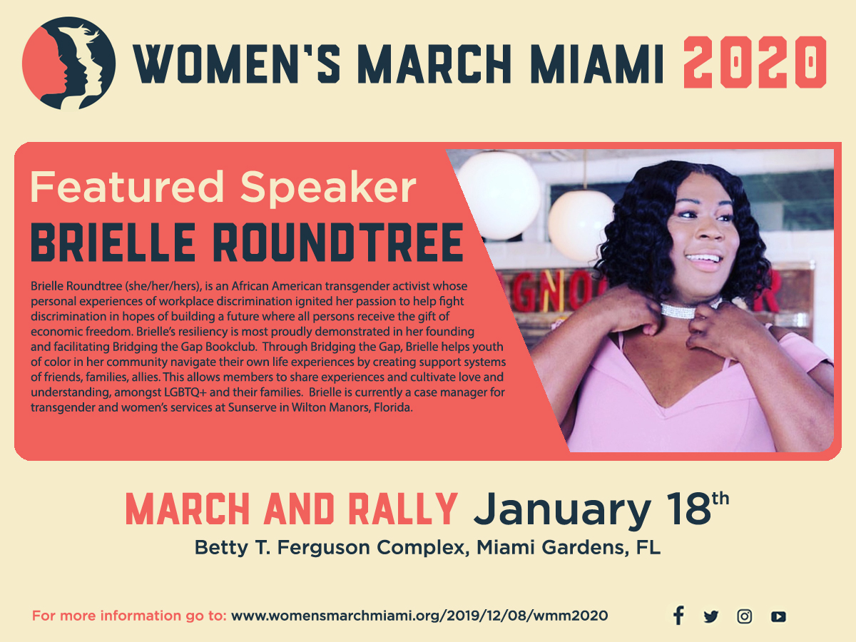 WomensMarchMia's tweet photo. We're so proud to announce Bjay Brielle Jiselle Roundtree as a Featured Speaker at our event! #BreakingOurChains #womensmarchmiami #womensmarchflorida
FOR MORE INFO ABOUT OUR EVENT, GO HERE -https://t.co/p998fnoCmj OR HERE - https://t.co/mAbSrv5lwG https://t.co/CnGMrdcIKs