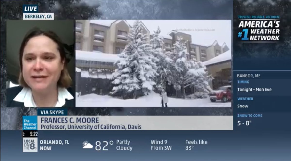 A screenshot of Fran on the Weather Channel discussing extreme weather.