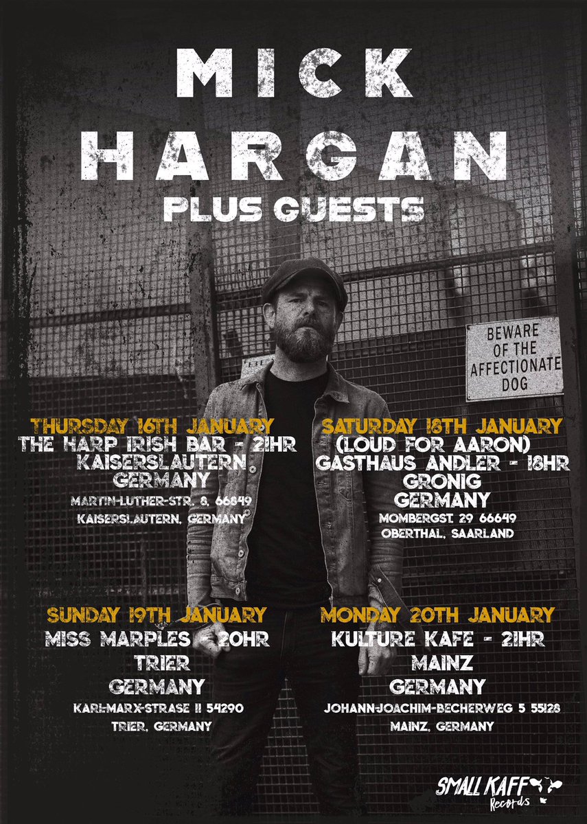 mickhargan's tweet photo. I am just over here grafting 🇩🇪 - About to go on in Kaiserslautern - Here’s my schedule if anyone can make it out to a show. Tonsils can wait. #imnogood #Tour #Cuntry #Germany. https://t.co/snCijHOsqR