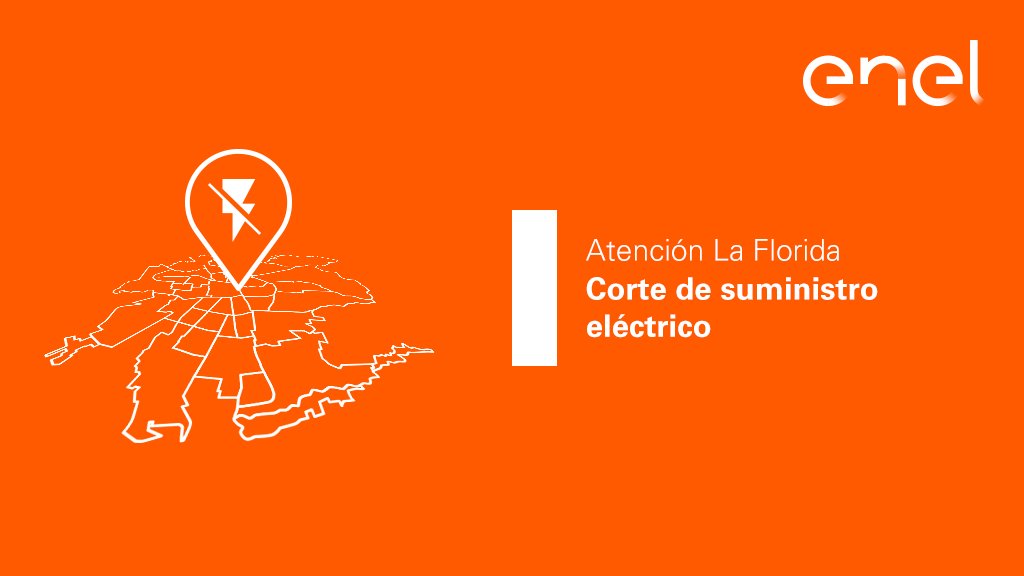 Enel_Informa_CL's tweet photo. [18:29] Registramos #CorteDeEnergía en sectores desde María Angélica hasta Sociedad del Canal del Maipo en La Florida. Informaremos avances por este medio. Si necesitas generar un reporte por la falta de suministro eléctrico, envíanos un mensaje interno con el comando #LUZ. https://t.co/bJuioBokxk