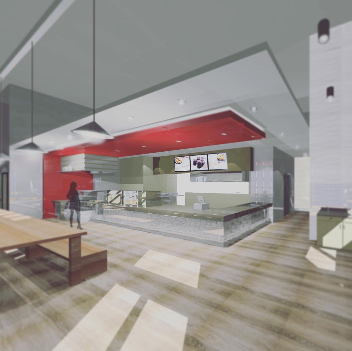 QSR concept redesign drawings explores warm material palettes to communicate nature and sustainable environments #tbt #2010project #qsr #restaurantdesign #sustainablestyle #restaurantideas