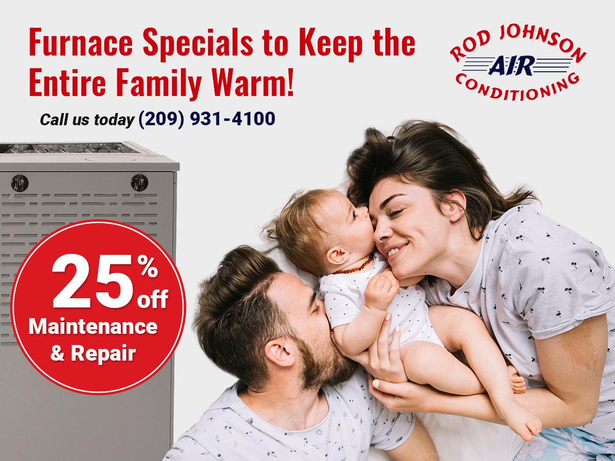 rodjohnsonair's tweet photo. We have heating specials to keep your entire family warm. Call Rod Johnson Air Conditioning today to save on heating maintenance and repair services. #stockton #furnace #hvac #maintenance #repair #specials

https://t.co/dVnlEWncdr https://t.co/JciBXL0kHh