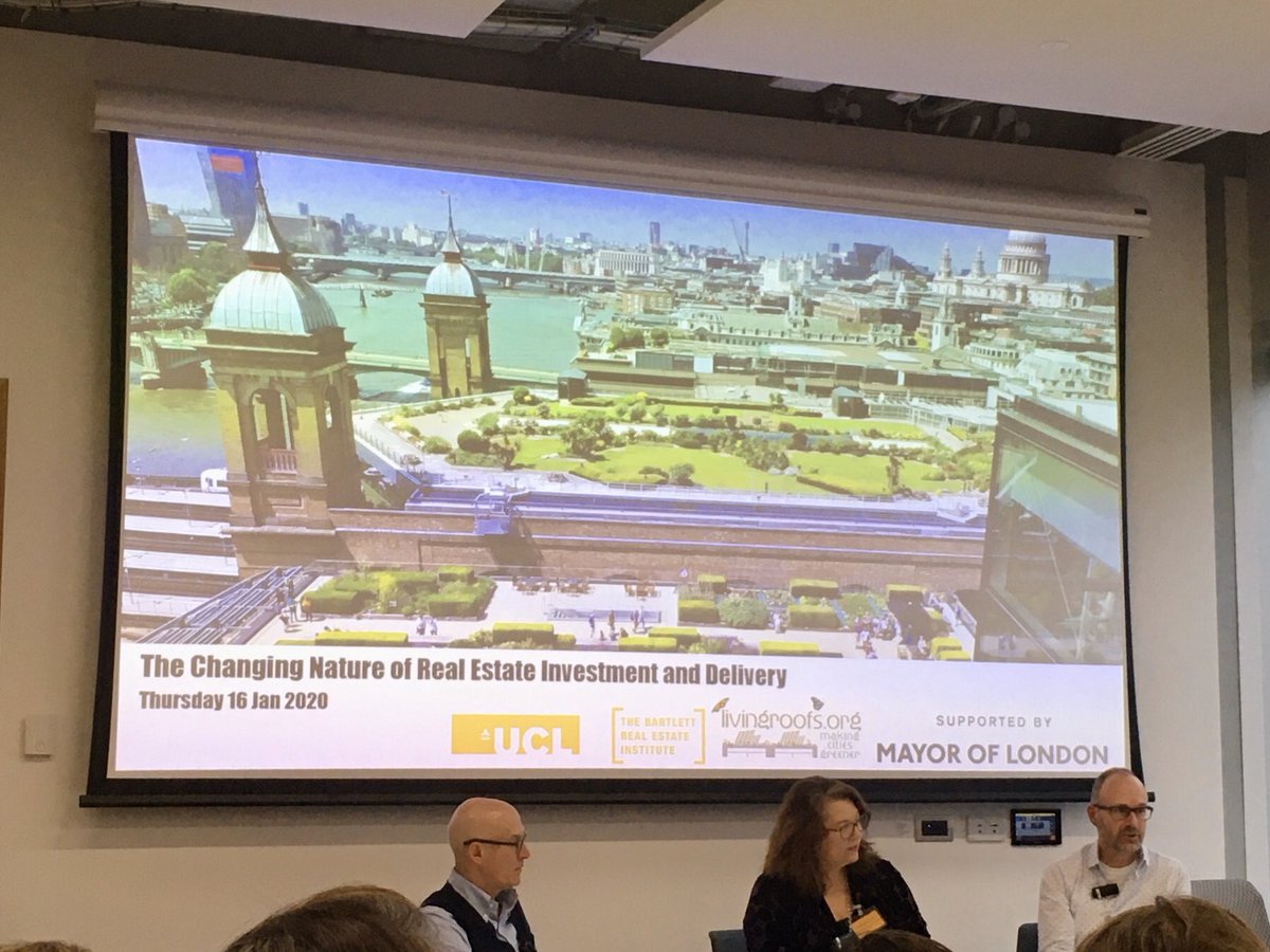 Battyferg's tweet photo. Fantastic afternoon of talks @BartlettUCL #RethinkRealEstate event today on valuing &amp; investing in #nature &amp; #greeninfrastructure - when planning our #urban #environment for #biodiversity there are potentially multiple #ecosystemservices wins! #urbanbiodiversity #assetmanagement https://t.co/aoX0IT0w6s