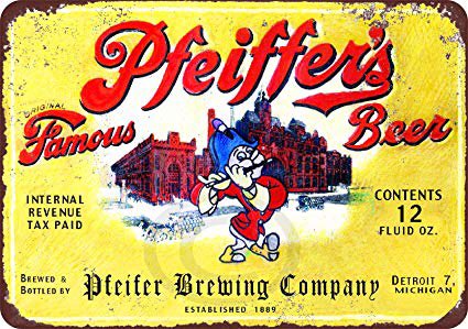 Pfeiffer Brewery is another demolished Detroit castle—I can’t find a date, photos, or much information at all about the building, but I assume it must have existed if they made postcards and put it on their beer labels.