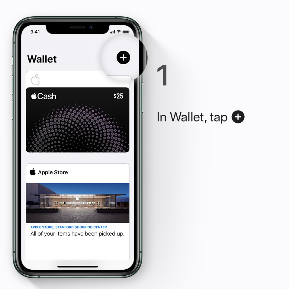 Step 1: In Wallet, tap the plus sign.