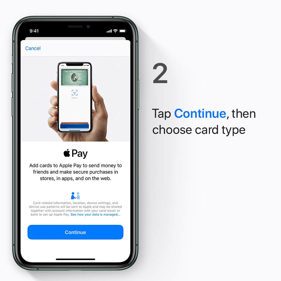 Step 2: Tap Continue, then choose your card type.