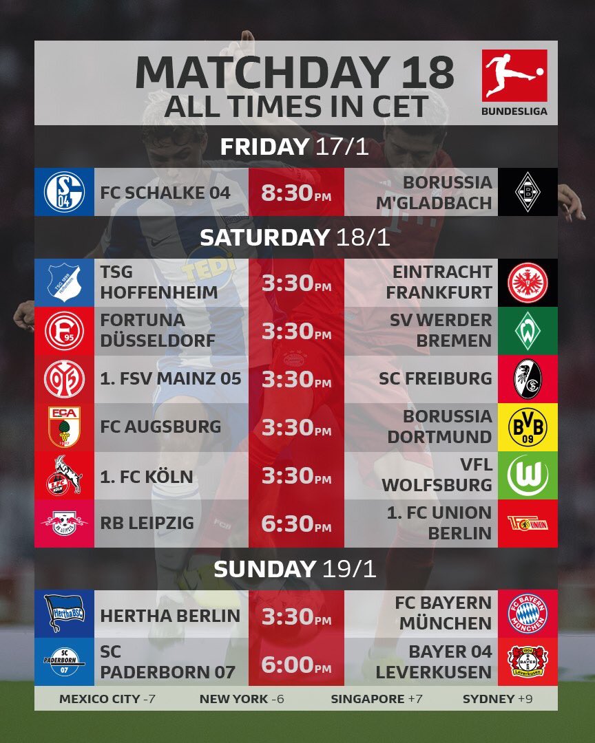 tiempofueraxela's tweet image. Mañana inicia nuevamente la #Bundesliga 🇩🇪 con el juego #Schalke04 - #BMgladbach correspondiente a la #Jornada18.