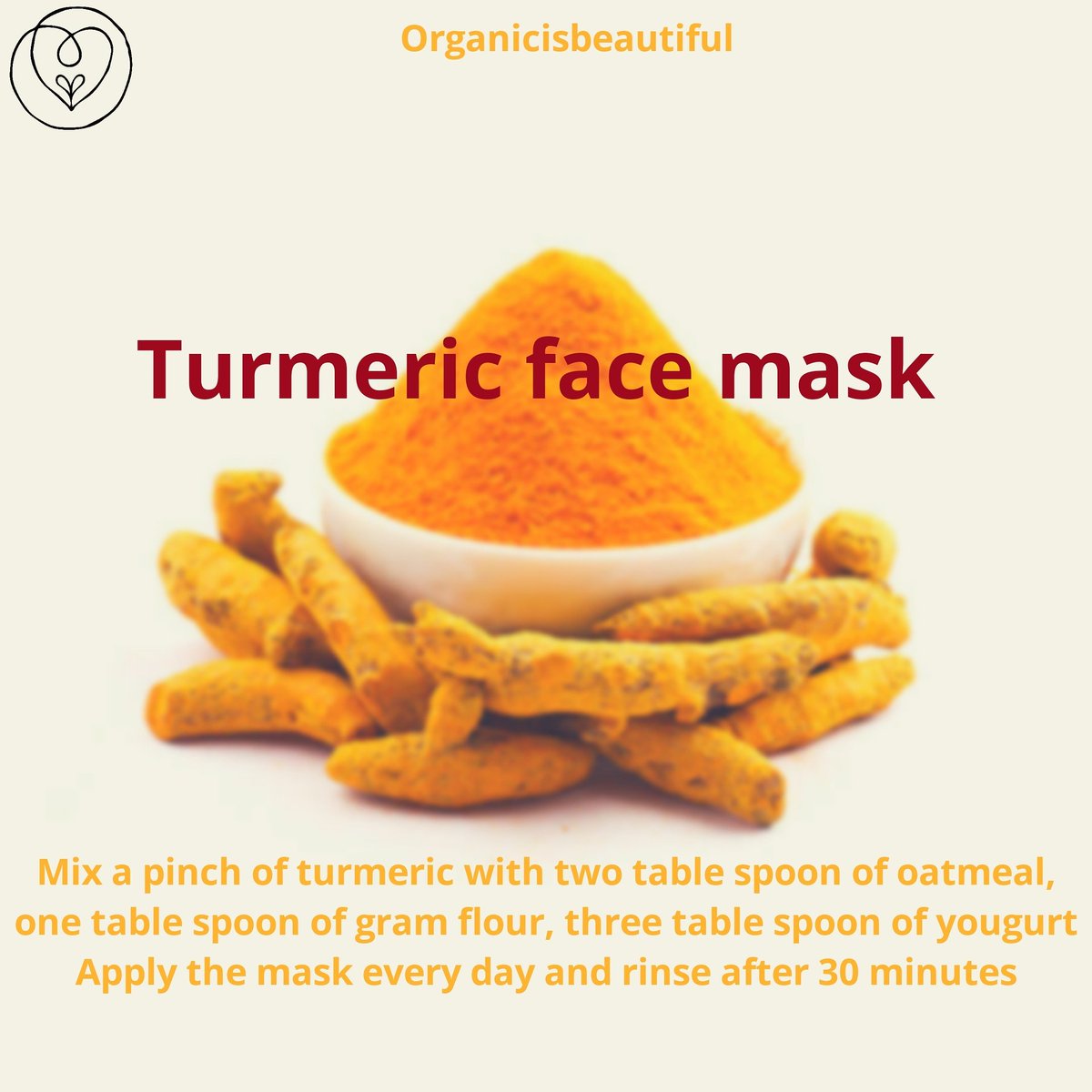 Mix a pinch of turmeric with two table spoon of oatmeal, one table spoon of gram flour, three table spoon of yougurt. Apply the mask every day and rinse after 30 minutes
#naturalskincare #skincare #organicskincare  #acne #skincareroutine #rose #rosepowder