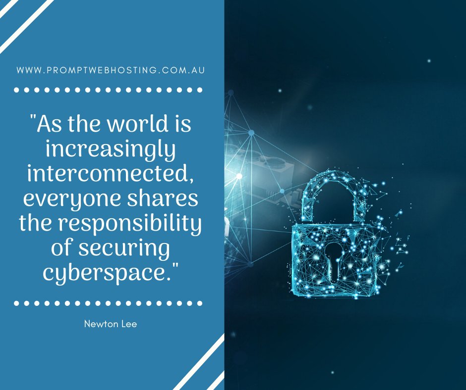 PromptWebHost's tweet image. &quot;As the world is increasingly interconnected, everyone shares the responsibility of securing cyberspace.&quot; 

#funnyfriday #quote #Webhosting #website #hosting #web #service #domain #webhost #hostingservice #webhostingservice #PromptWebHosting #AustralianWebHosting #Australia
