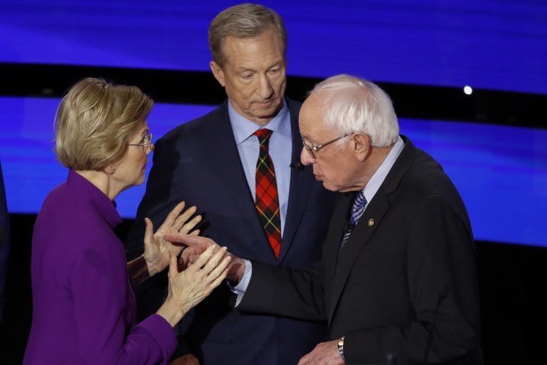 larryelder's tweet photo. Warren: I think you called me a liar on national television.

Sanders: No, Liz. It was international television.

#JustKidding 
#DemocratDebate https://t.co/SjBciuxXjs
