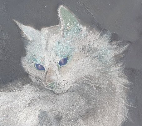 「この絵、反転すると…青目の白猫になるんよ… 」|ヒカリタケウチのイラスト