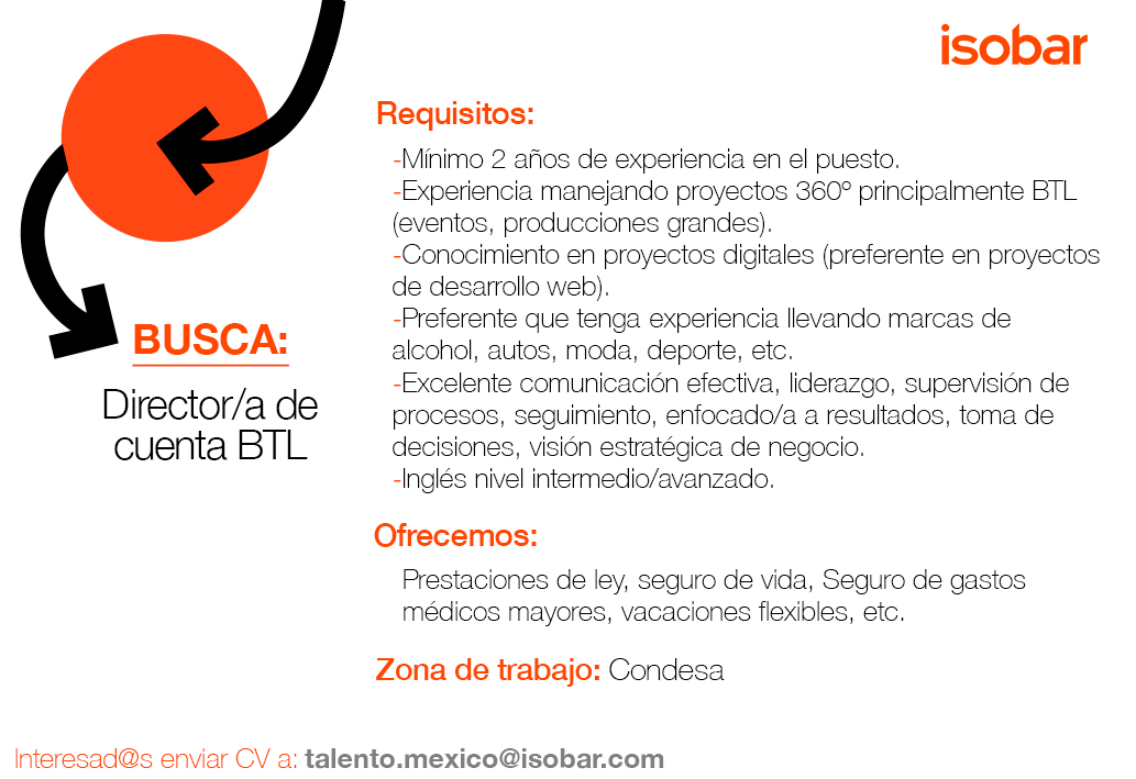 TalentoIsobarMx's tweet photo. Iniciando el año en #IsobarMx con nueva #BúsquedaDeTalento.  #EmpleoMx #BTL #Digital https://t.co/i1GH4a9ulQ