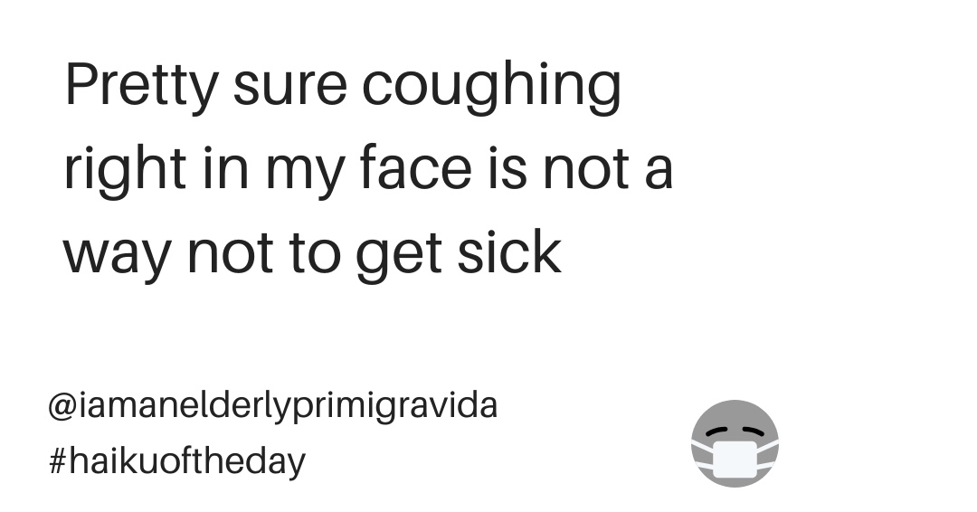 anold1sttimemom's tweet photo. Child had an asthmatic episode this weekend. Luckily, he bounced back very quickly, but daddy got a big batch of coughing in the face on Sunday, and now Daddy is a big batch of sick. Luckily, so far, knock on wood, Mommy remains immune.
.
#getmesomemeds #haikuoftheday #lifein575 https://t.co/K5yIyp3WP3