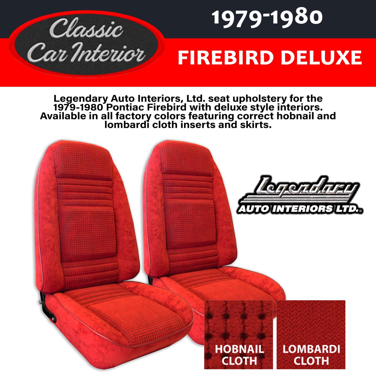 Where can you find OEM-Quality, Deluxe-Style upholstery for your 1979-80 #Pontiac #Firebird? We've got it at ClassicCarInterior.com!

We only stock the best for your #ClassicCar restoration from quality suppliers like <a href="/LegendaryAutoIn/">Legendary Auto Int.</a>

Check it out at --
buff.ly/2R0fHsF