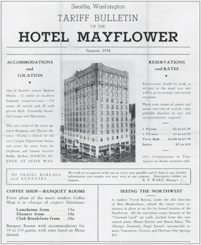MayflowerPark's tweet photo. #TBT to 1934: "One of Seattle's newest Modern hotels. 12 stories of modern fireproof construction - 250 rooms all outside and all with private Bath. Unusually beautiful Lounge and Mezzanine."
#ThrowbackThursday #HistoricHotels #HHA #HistoricSeattle #SeattleHistory https://t.co/v3ibTpzsbl
