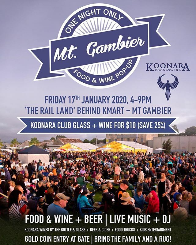 TONIGHT. We’re so excited Mount Gambier! Grab a jumper, grab your mates and get ready to kickstart your weekend in the best way possible. #koonarawines ift.tt/2NvrsVN