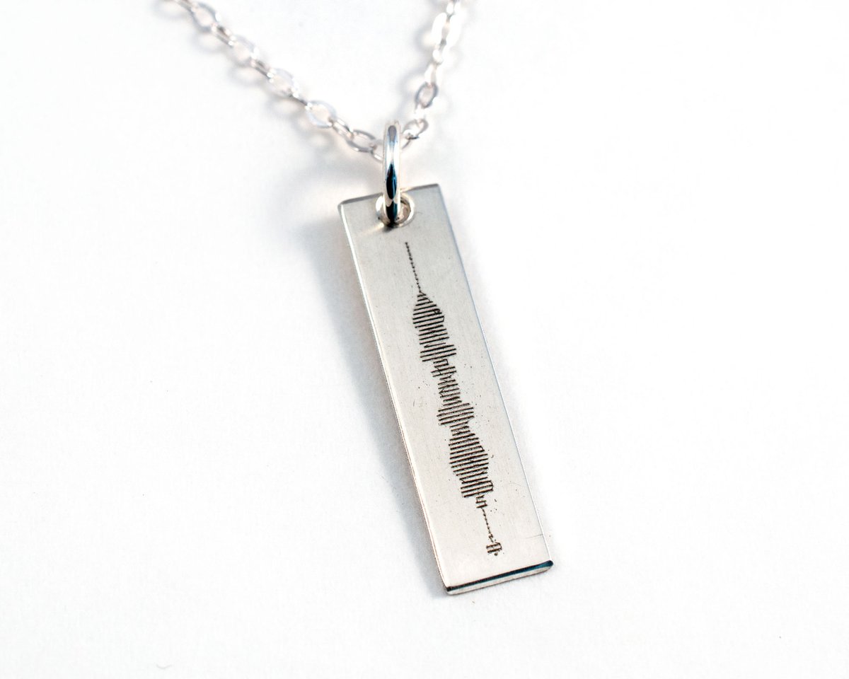 Each sound wave is as unique as you are.  We take the image and turn it into a sterling silver necklace you can wear close to your heart.
.
.
.
.
.
#soundwave
#soundwavejewelry
#soundwavenecklace