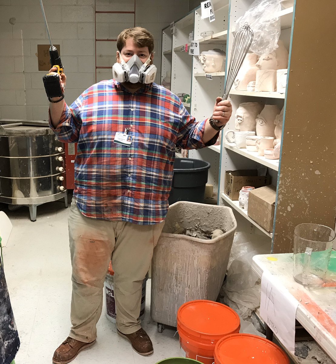 We mixed out 60 gallons of glaze today can’t wait to check the gravity and make some test tiles! #ceramics #dryglazemixing #glaze