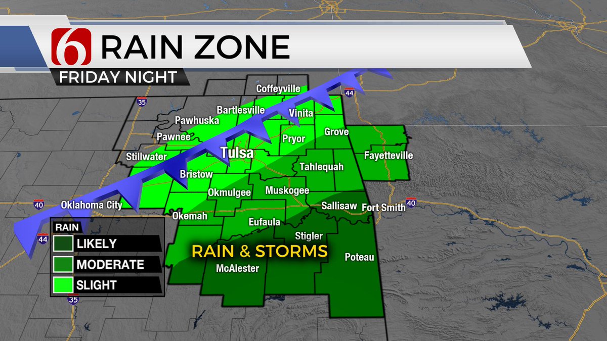 Rain will continue to become widespread tonight &amp; areas north/northwest of Tulsa will have to be watch for freezing rain or a wintry mix. Most roads will be wet but slow down &amp; anticipate slick spots on elevated surfaces where temperatures are near freezing. <a href="/NewsOn6/">News On 6</a> #okwx