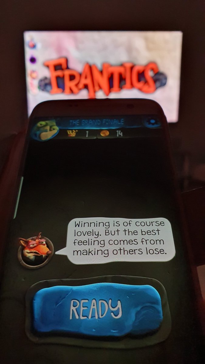 digitalzones's tweet photo. There's only one thing funnier than taking dubious morality lessons from a PS4 PlayLink game... and that's seeing your partner respond to the vibration of her iPhone app by automatically answering it. Chen thought the fox on the TV was calling her 😂😂 https://t.co/4QBa2yF5UW