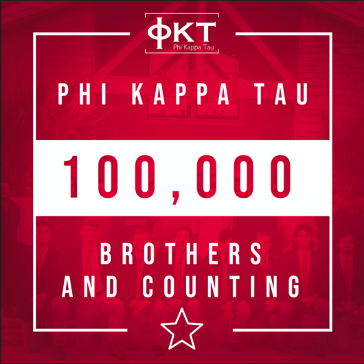 PhiKappaTau's tweet photo. Over the weekend, Phi Tau inducted its 100,000th brother into our Fraternity. Travis Gerbert, Texas State ’20, will carry this distinction with him throughout his membership. https://t.co/YjshL0oj32