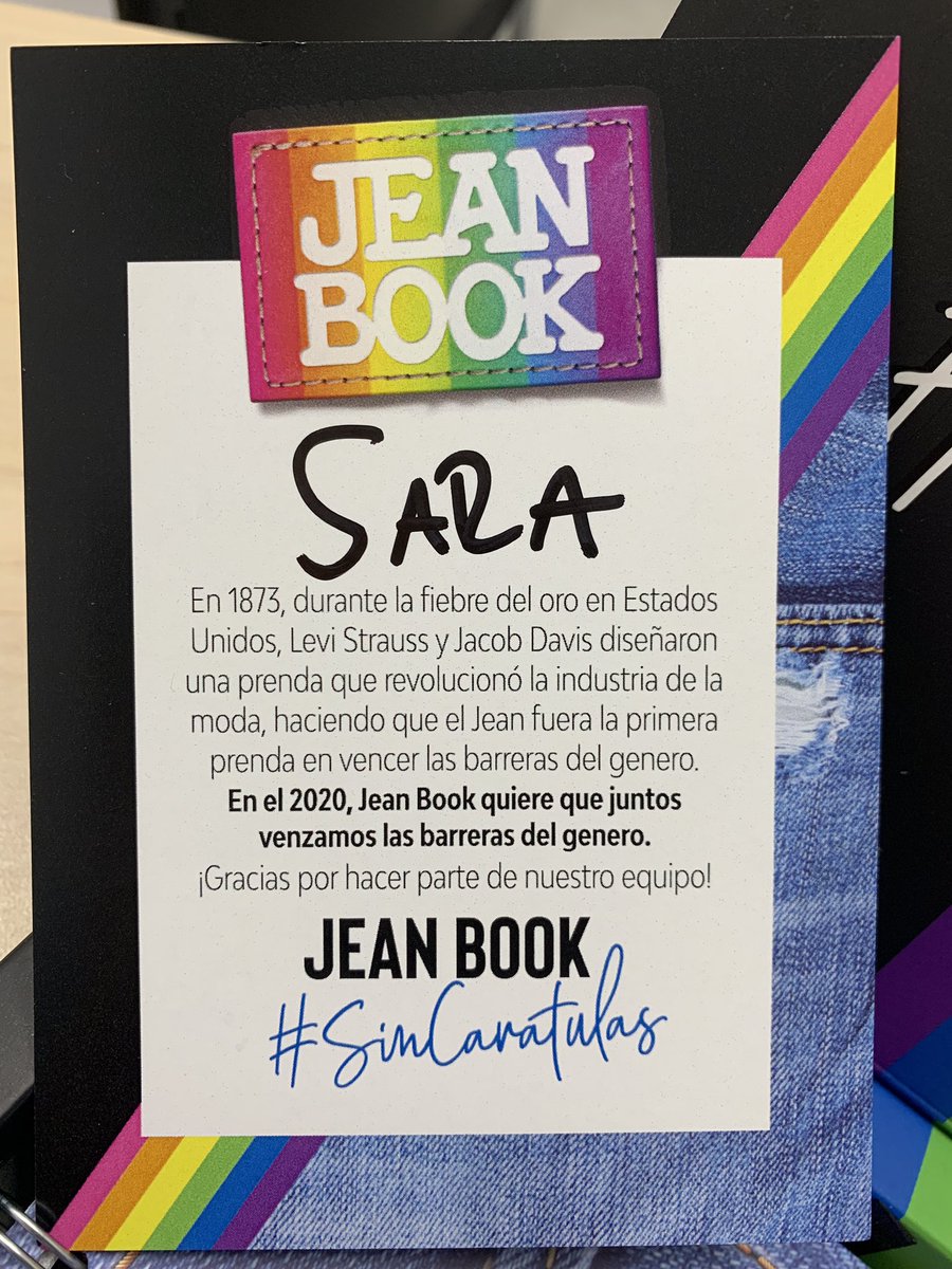 sarafacosta's tweet photo. Orgullosamente Jean Book! #SinCaratulas 
Venzamos las barreras del género! 👖🌈🙌🏻 https://t.co/Yi2zFdEy1J