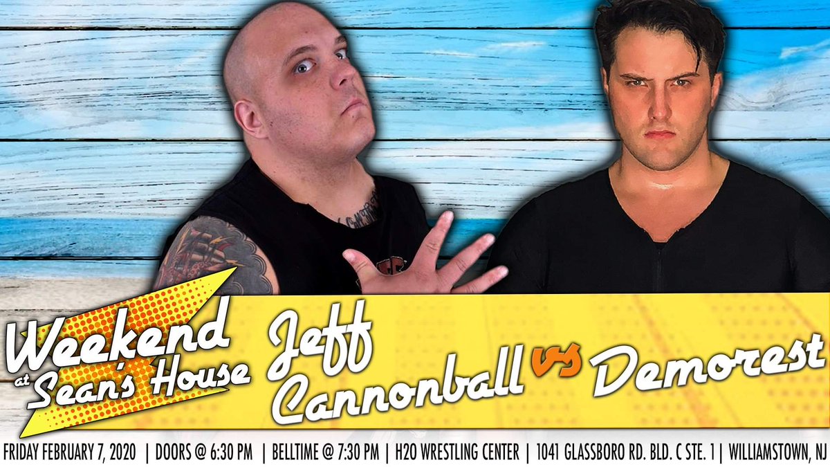 SaveUsSean's tweet image. Weekend at Sean's House Night 1 has some wild 1st Time Ever matches including 

2 Cold Scorpio vs Claxton 
Cannonball vs @evanmdemorest 
Fed vs Kirk &amp;amp; @SuckMePinkie 
And More!

Join us on Friday February 7th in Williamstown NJ 

All Tickets $25