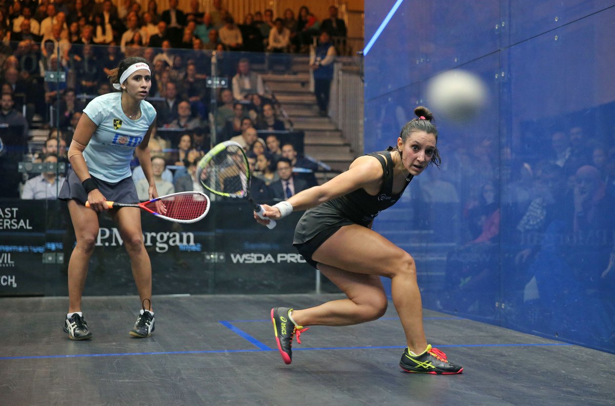 ToCSquash's tweet photo. Unbelievable way to start the #ToC20 semifinals as #ToC17 champion @CamilleSerme fights off five match balls and converts on her third to end an instant classic in @GrandCentralNYC 

#ToC20 WSF: [5] Camille Serme 🇫🇷 3-2 [3] Nouran Gohar 🇪🇬 7-11, 11-9, 9-11, 12-10, 16-14 (78m) https://t.co/JLVFHMHmur
