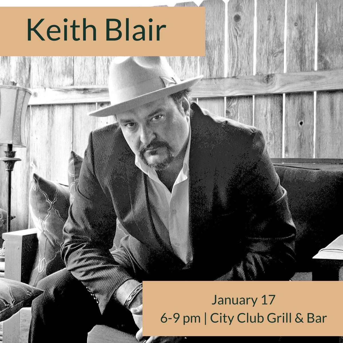 CityClubRR's tweet photo. Keith Blair will be our musical guest at Fabulous Fridays on January 17th!  Enjoy his Southern Soul/Blues from 6-9 pm - City Club Grill &amp; Bar. https://t.co/swyucZYyIp