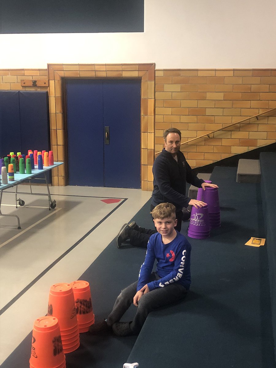 WaynePublicInfo's tweet photo. Mason teaching Mr. Carter how to Speed Stack! #waynecsd https://t.co/goAGPHg9kP