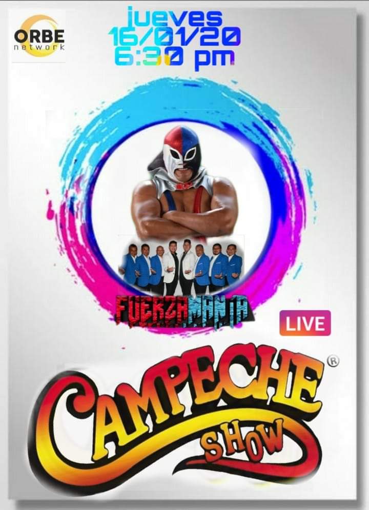 Amigas amigos ya estamos listos para nuestra entrevista en FuerzaMania hoy en punto de las 6:30 por Facebook Live en Orbe networt ahí nos vemos!
Campeche Show