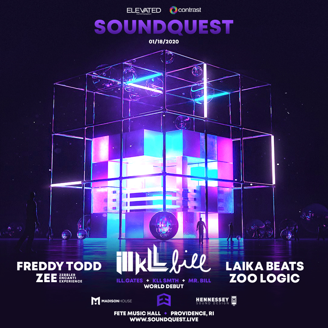 elevatedentlive's tweet photo. The WORLD DEBUT of ill kLL Bill (@illGatesMusic + @kLLsMTHmusic + @mrbillstunes) is this Saturday w/ @freddytoddmusic @zebbler @encanti @LaikaBeats @zoo_logic_! Limited #SoundQuest tickets are still available here, grab yours ASAP: https://t.co/keC80fhK90 https://t.co/PLQes9DrtK