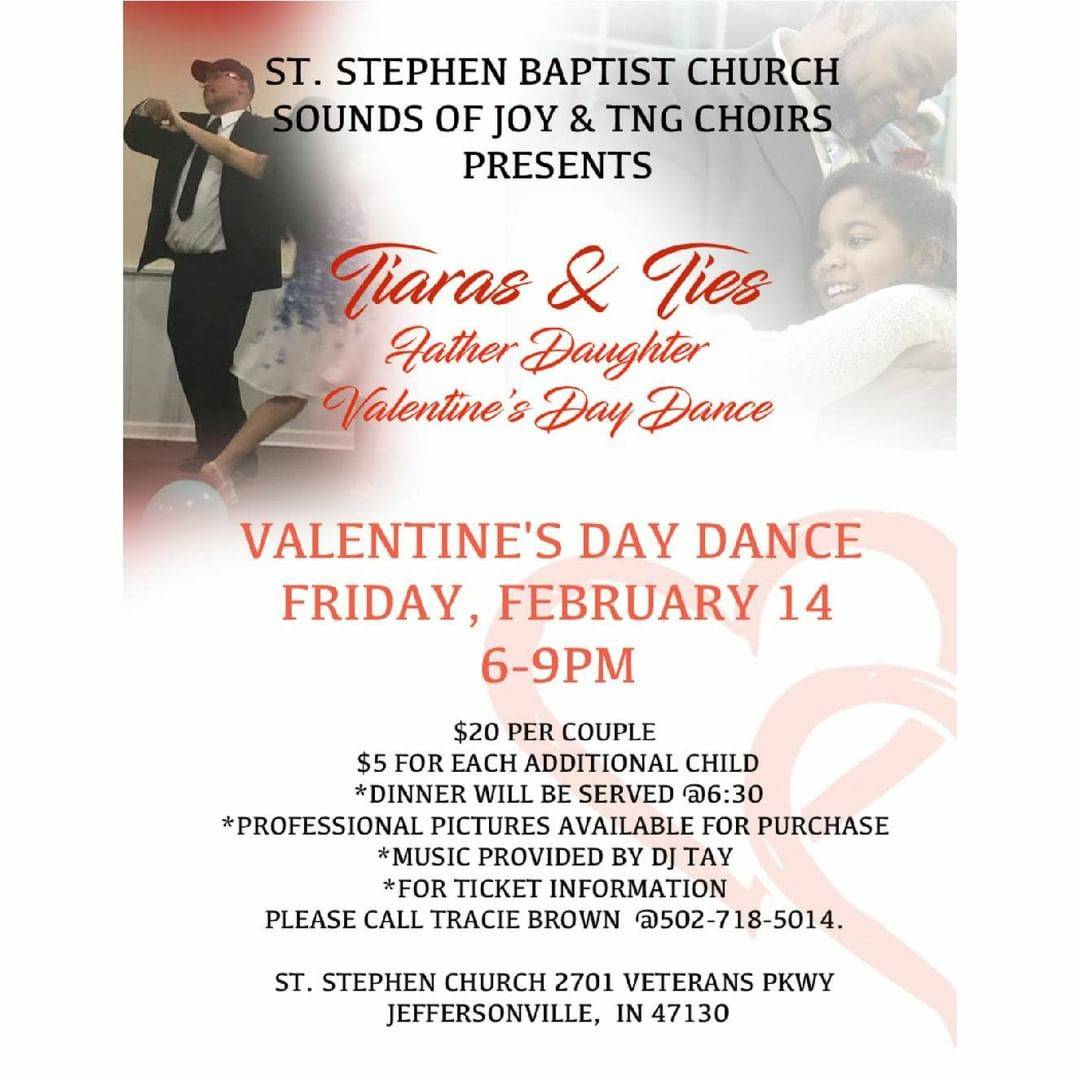 ssclive's tweet photo. "Tiaras &amp; Ties: Father-Daughter Valentine's Day Dance"

Fri 2/14; 6-9p | 2701 Veterans Pkwy; 47130
-$20 per couple; $5 each addnl daughter
-Dinner: 6:30p
-Music: DJ Tay
-Pro photos available for purchase

For tickets &amp; ALL info >>> Tracie Brown (502) 718-5014

#SSCLiveIN @KWCosby https://t.co/NV8xwP1BrE