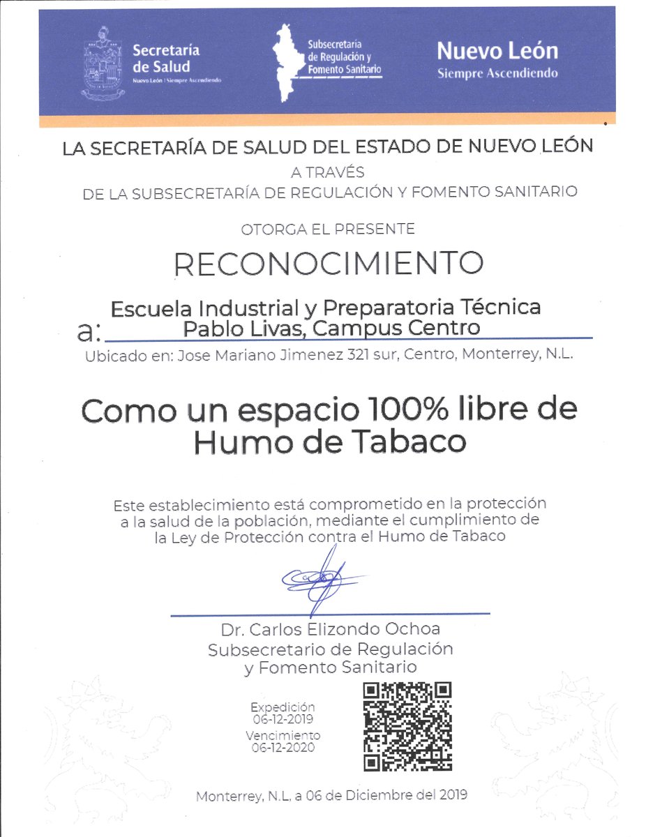 EIPTPL's tweet photo. Nuestras dos unidades han sido reconocidas como espacios 100% libres del humo de tabaco por la Secretaría de Salud del Estado. 💯🌿✅
#SomosUni #SomosPabloLivas #EIPTPL https://t.co/6ImayaargR