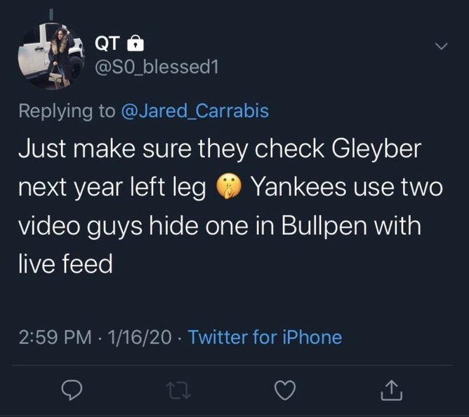 Jared_Carrabis's tweet photo. Just for everyone keeping score at home, the Beltran fake niece account is only credible when they don't tweet information about the Yankees. Then, it's fake. Everything else is credible. As you were. https://t.co/CvZ9CF7A7Z