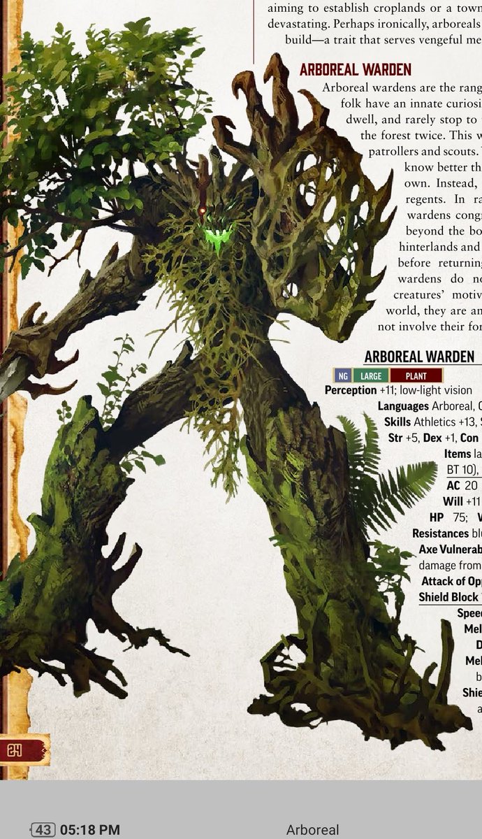 Arboreal Warden: NglI would fuck this. HOT #PF2  #TTRPG